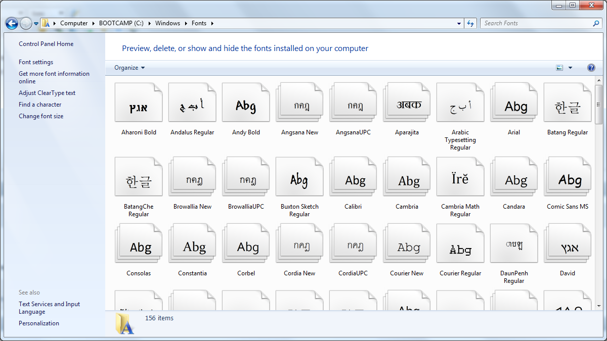 [Win7] Fresh install Control Panel Fonts will not display anything