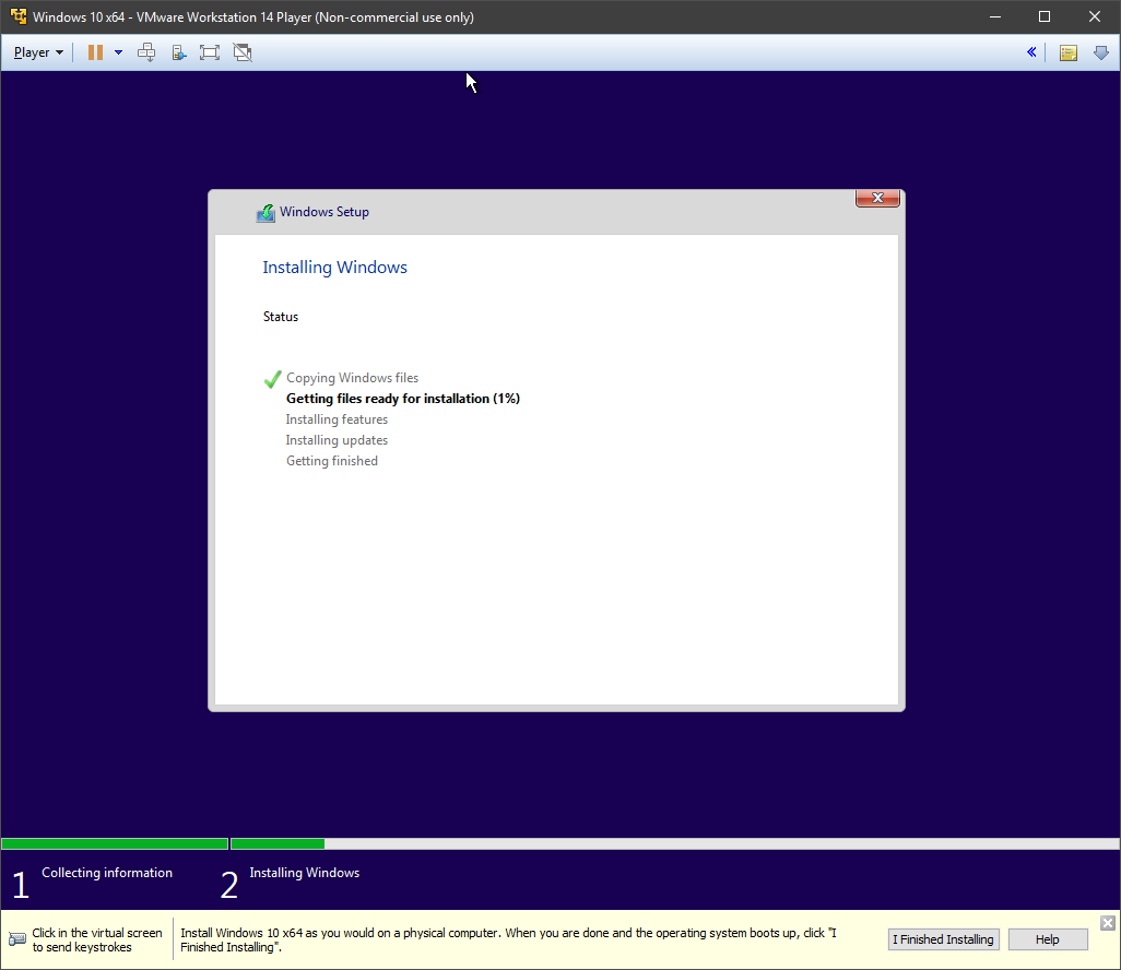 Setting up VMware workstation player for insider ring
