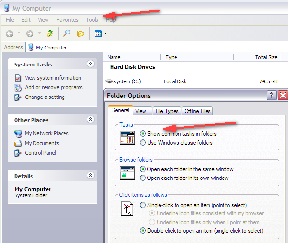 Windows XP explorer folder sidebar gone Tips, Tweaks & Customization