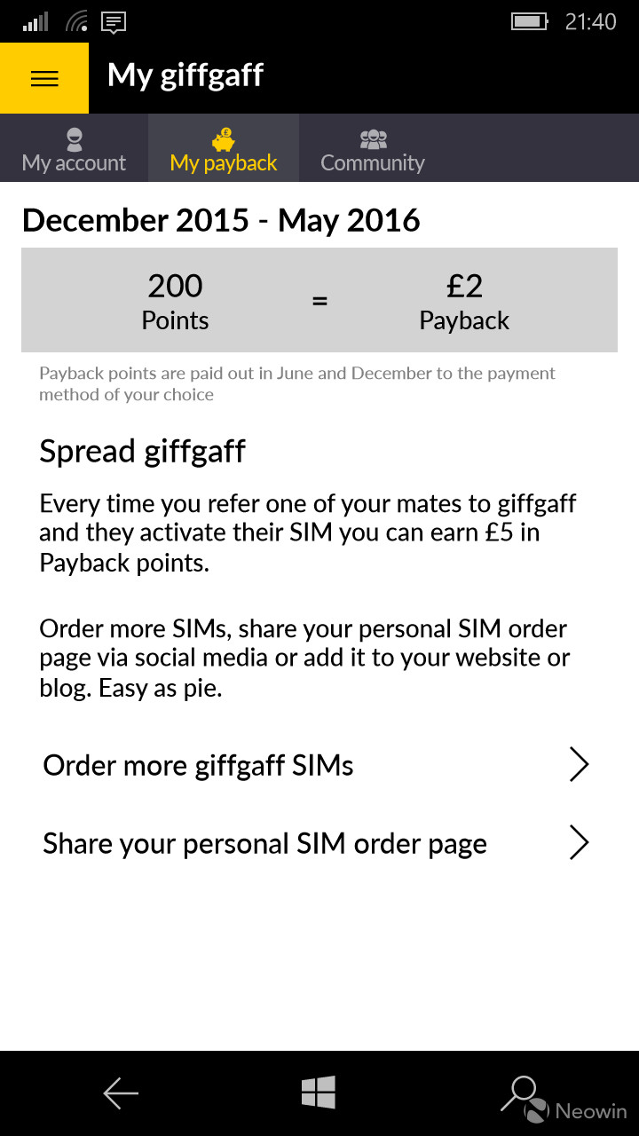 giffgaff launches Universal Windows 10 App; say hello to 'My giffgaff' Neowin