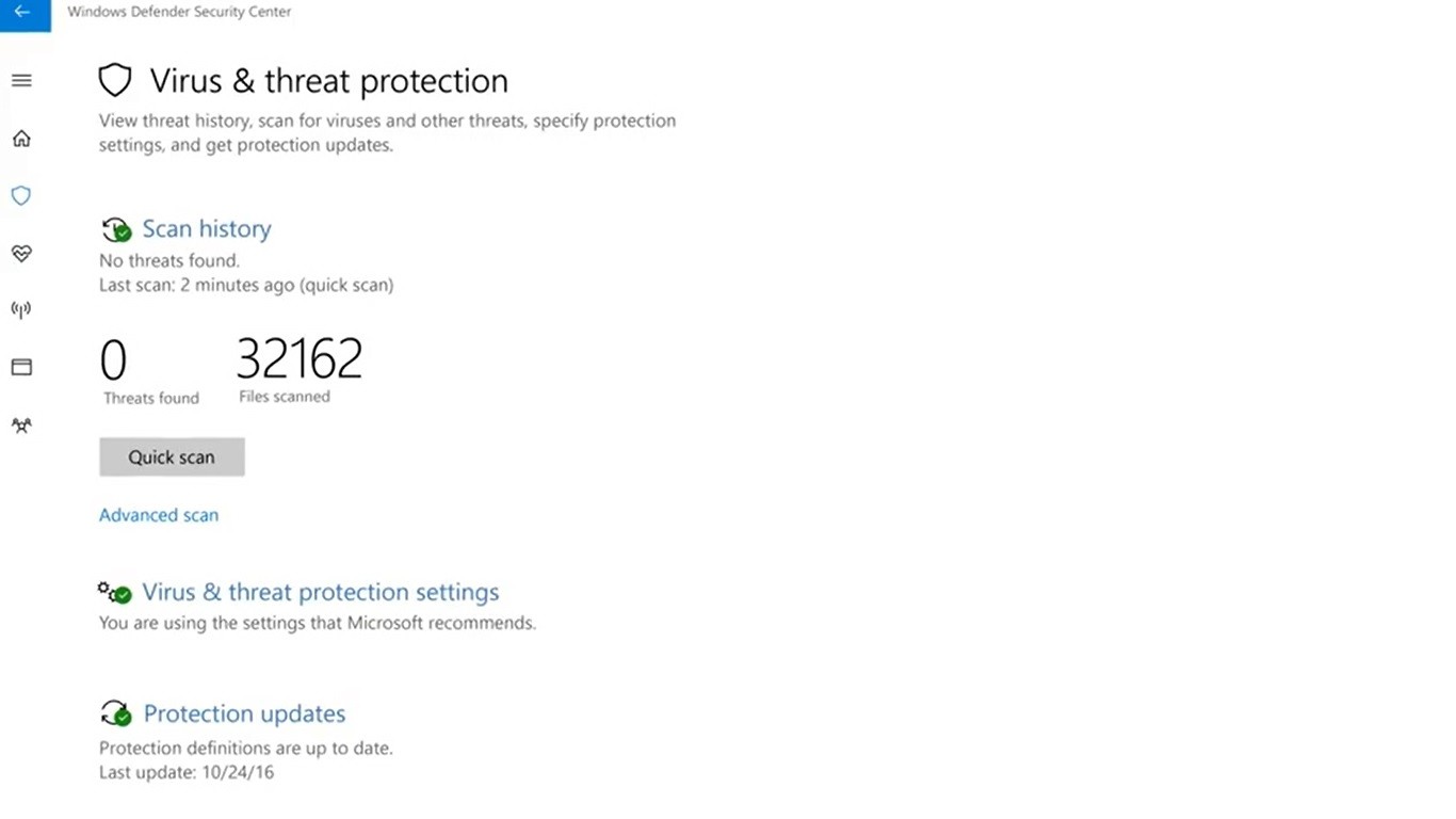 Microsoft introduces Windows Defender Security Center for Windows 10
