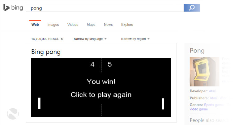 microsoft challenges you to a game of bing pong on its search site