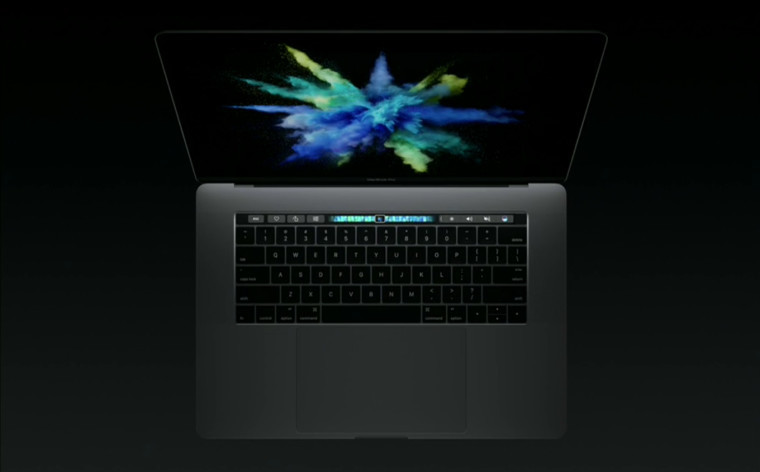 Top angle of the MacBook Pro 2016 laptop