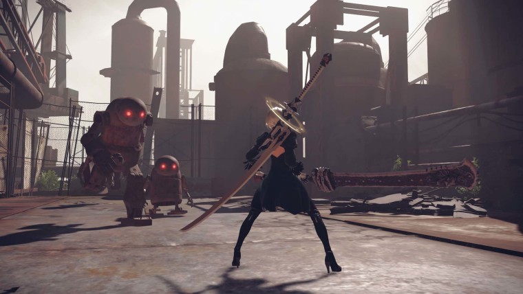 A screenshot from Nier Automata which shows the character about to enter combat
