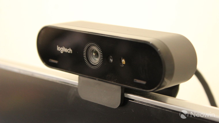 Close-up of the Logitech Brio webcam
