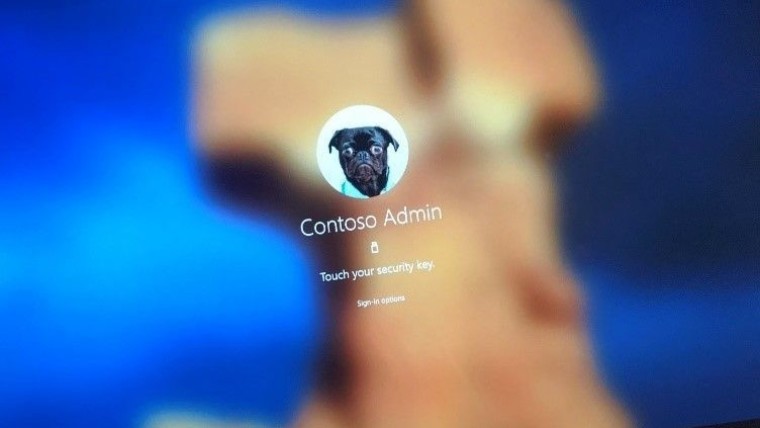 A login screen on Windows asking for security key
