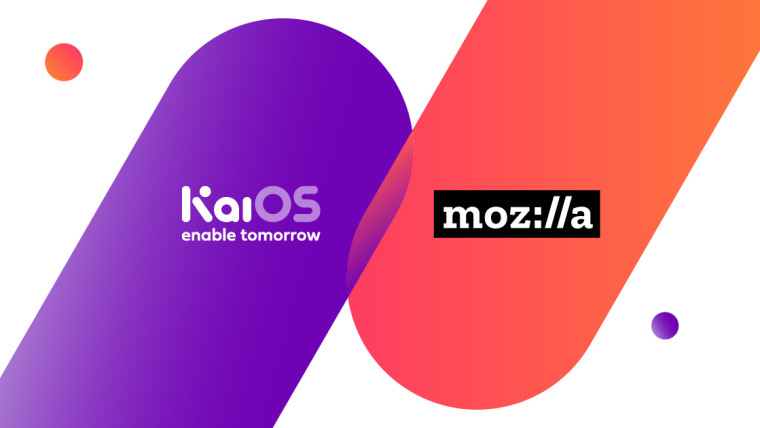 Graphic with KaiOS Technologies' and Mozilla's logos.
