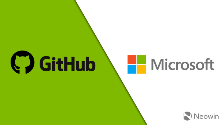 Microsoft and GitHub logos on a green and white background