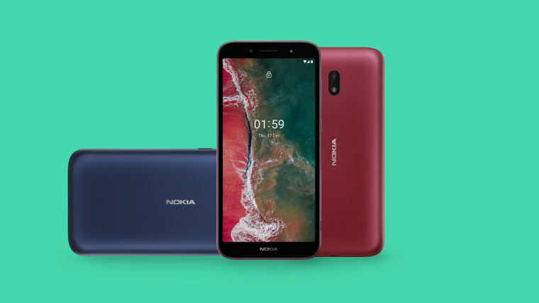 The blue and red versions of the Nokia C1 Plus