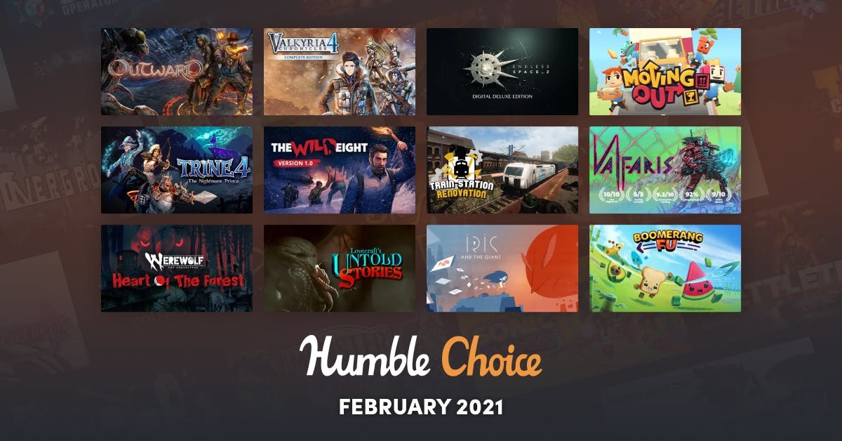 Box art of all Humble Choice February 2021 Edition games