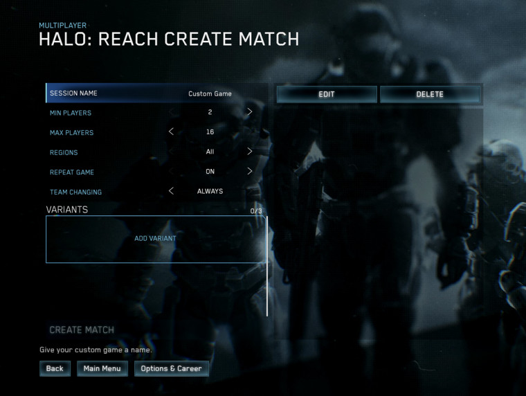Halo MCC Custom Game Browser options