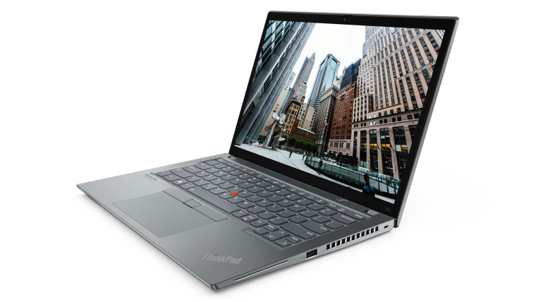 Lenovo ThinkPad X13, open, in Storm Grey