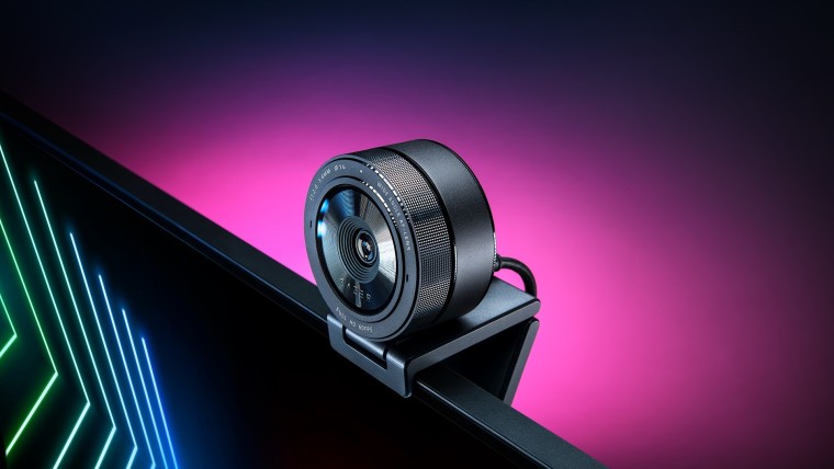 Razer Kiyo Pro webcam mounted on a monitor