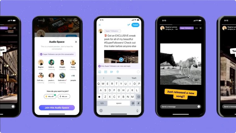 Screenshots of content being shared with Super Followers