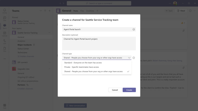 Screenshot of Microsoft Teams Connect