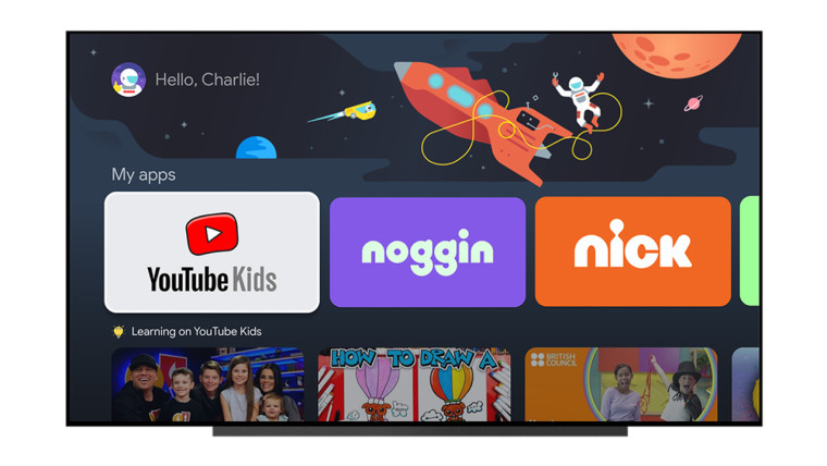 Google TV kids profiles homescreen