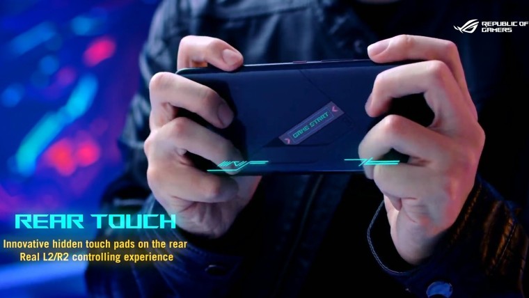 Back of the ROG Phone 5 held by