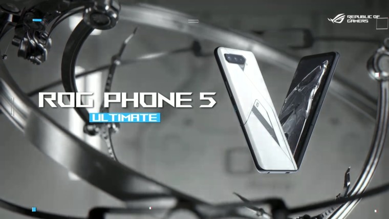 ROG Phone 5 Ultimate text next to renders of the device