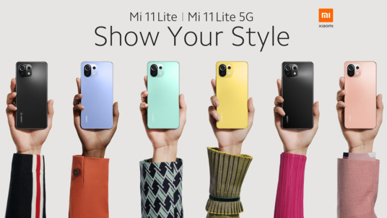The Xiaomi Mi 11 Lite in its different colours