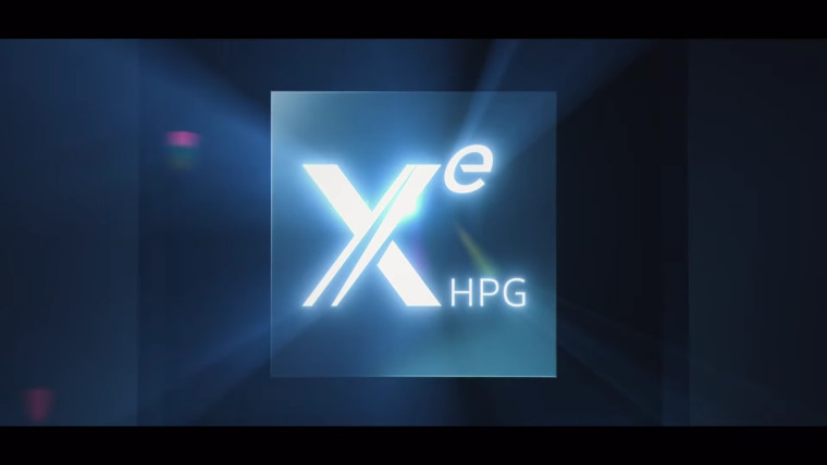 The Intel Xe HPG logo illuminated
