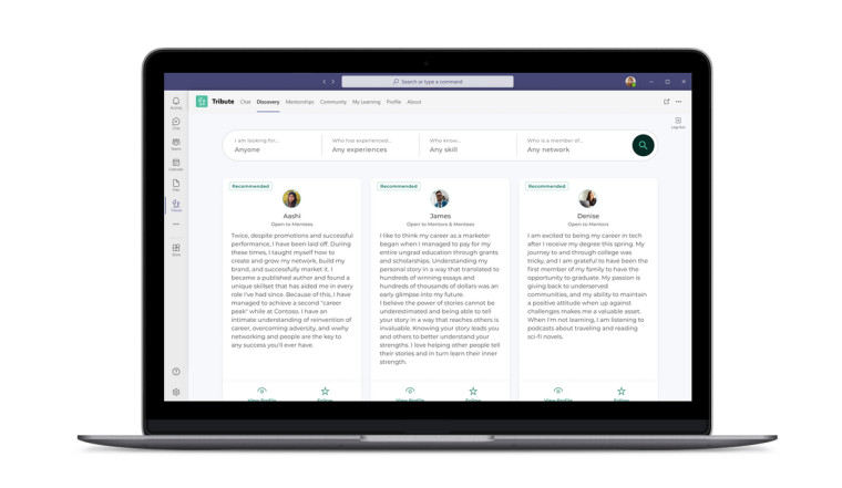 Screenshot of Microsoft&039s community mentors application in Teams for desktop