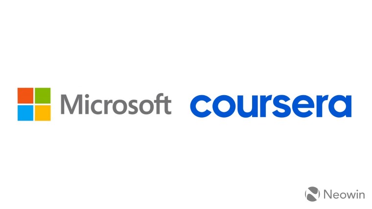 Microsoft logo and Coursera logo side by side