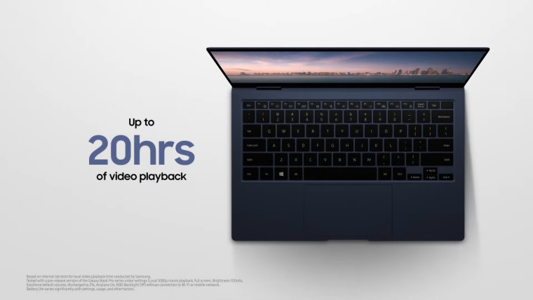 Samsung Galaxy Book Pro battery life claim of 20 hours of video playback