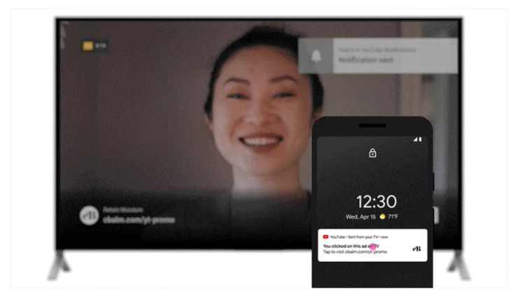 YouTube&039s new ad feature called brand extensions on a smart TV