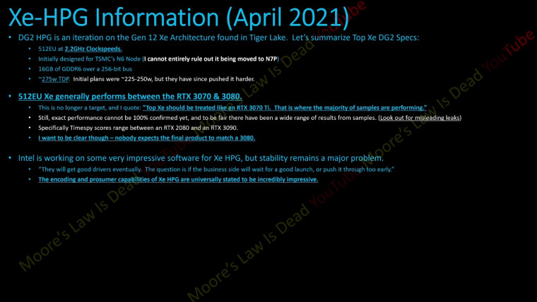 Rumored performance of the Intel Xe HPG or DG2 gaming GPU