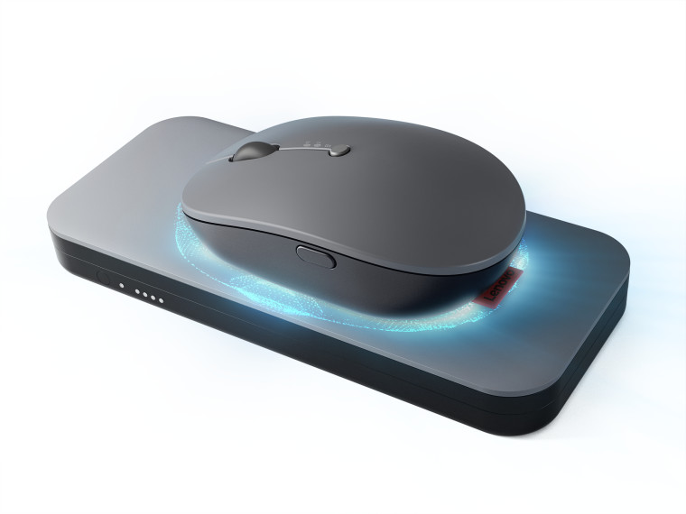 Lenovo&039s Go wireless mouse being charged with the Go power bank
