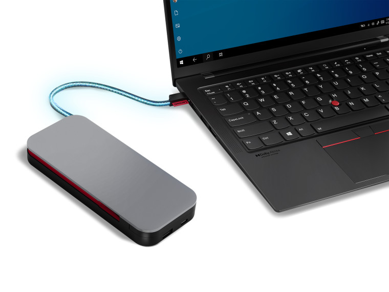 Lenovo&039s Go USB-C Laptop Power Bank charging a laptop