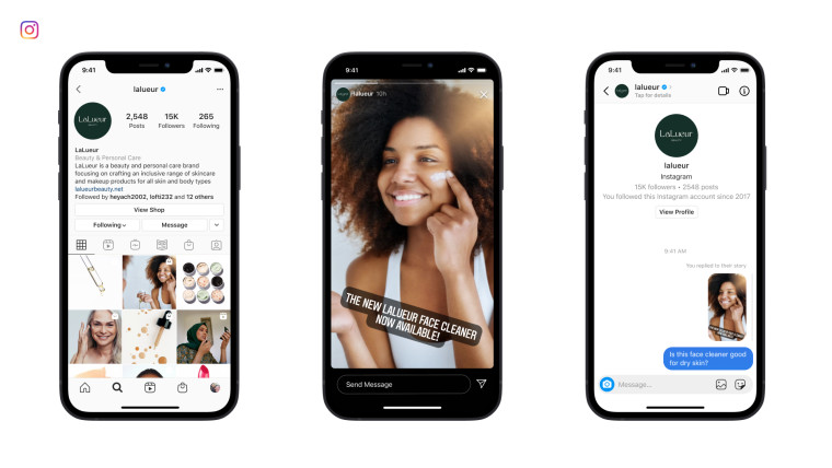 Screenshots of Messenger&039s messaging experience on Instagram