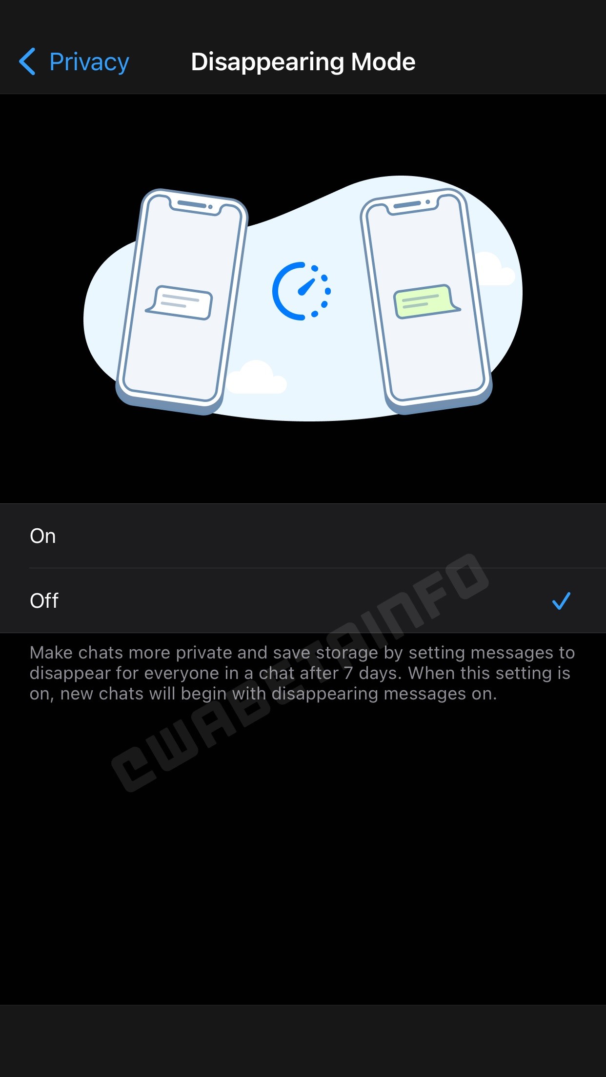 WhatsApp disappearing mode on mobile
