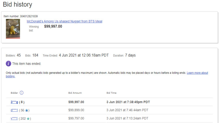 ebay bid list