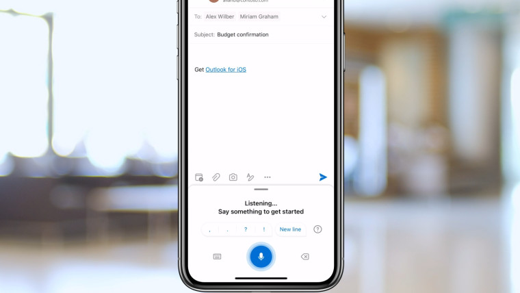 Outlook for iOS voice features examples
