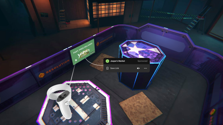 An ad for Jasper&039s Market shows up inside an Oculus Quest VR system