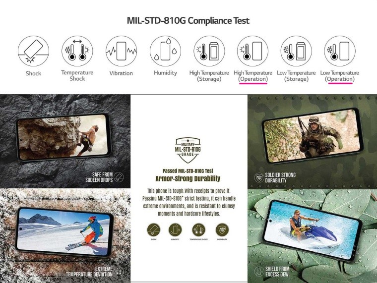 LG smartphone specs page