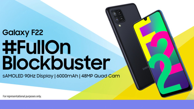 Front and back panel of the Samsung Galaxy F22