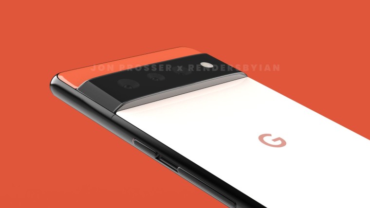Back panel of the rumored Google Pixel 6 and 6 Pro with a horizontal hump housing the rear cameras