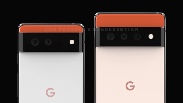 Back panels of the Google Pixel 6 and 6 Pro with their horizonal camera humps