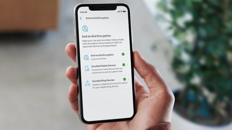 End-to-end encryption setting in the Ring app
