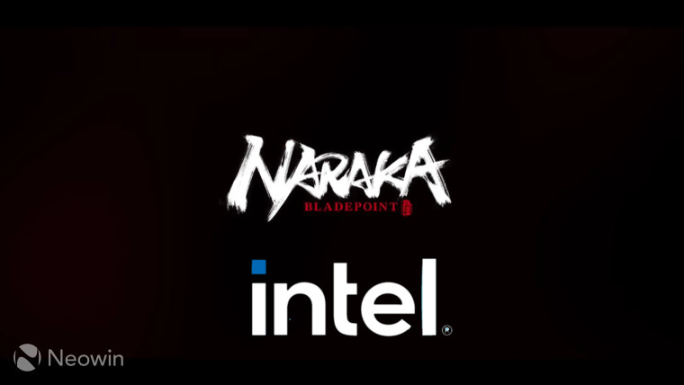 NARAKA BREAKPOINT with Intel logo on blackground
