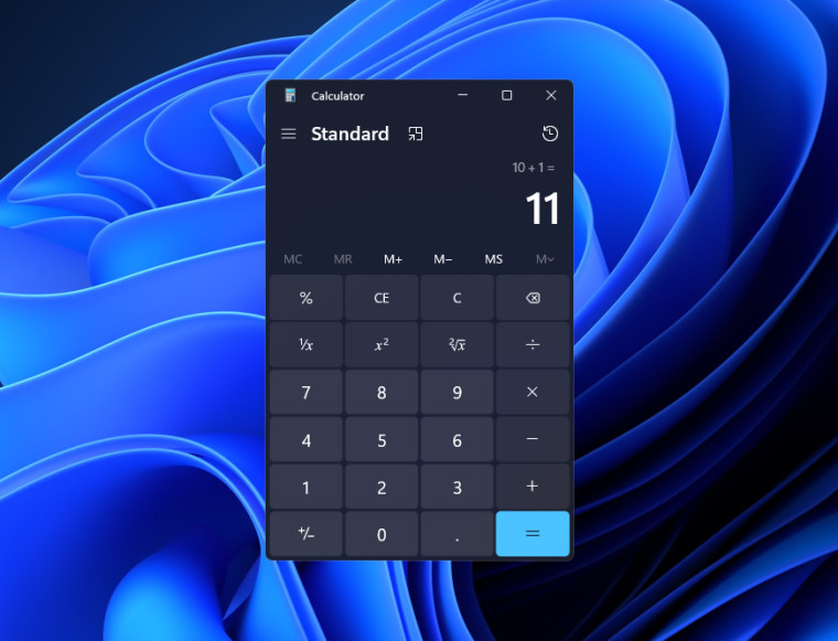 Windows 11 Calculator app with rounded corners