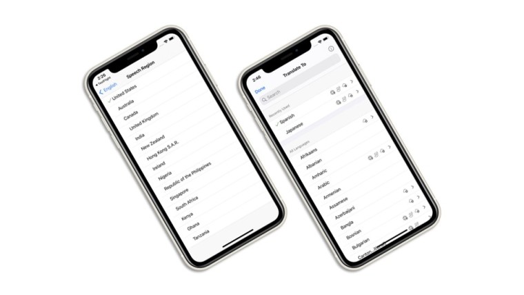 Screenshots of Microsoft Translator