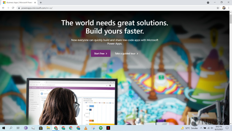 A screenshot of the Microsoft Power Apps landing page