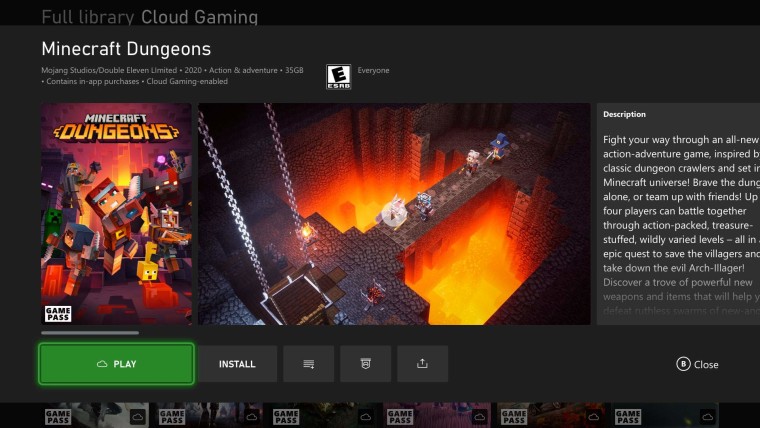 This is another screenshot of Xbox Cloud Gaming on consoles