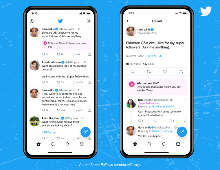 Twitter Super Follows appearing for paying subscribers on mobile