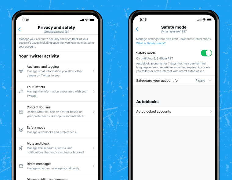 Twitter Safety Mode interface on a mobile device