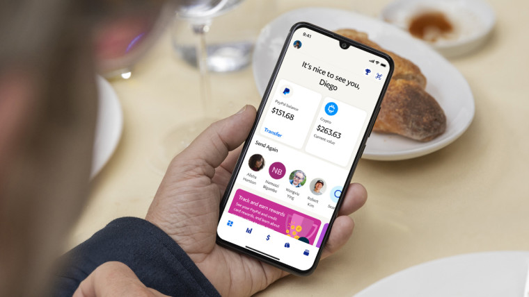The new PayPal app on a phone