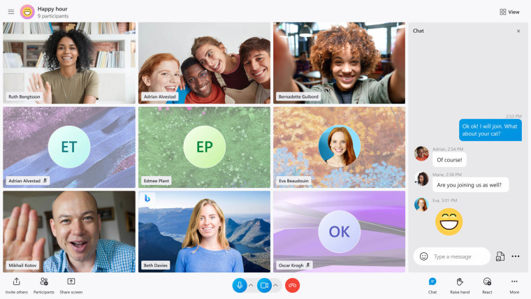 The new call stage on Skype